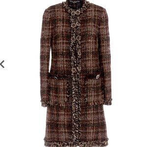 Dolce & Gabbana button-front tweet checked coat